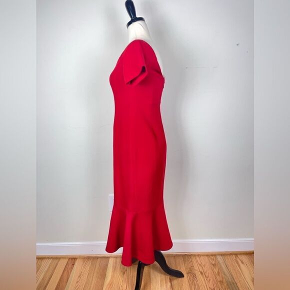 Cinq A Sept Marta Red Midi Off The Shoulder Bodycon Sheath Dress - Picture 3 of 6